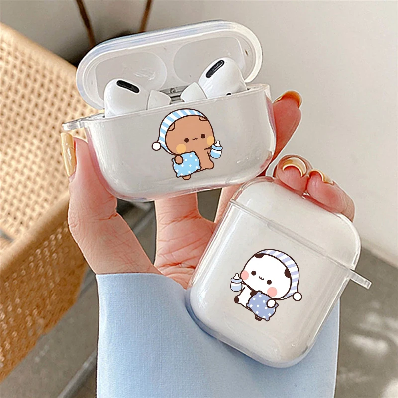 Image of Kawaii süße BuBu DuDu Bär Paar Kopfhörer Hülle für Airpods 4 3 2 1 klare weiche kabellose Abdeckung für Apple Airpod Pro 2 Zubehör
