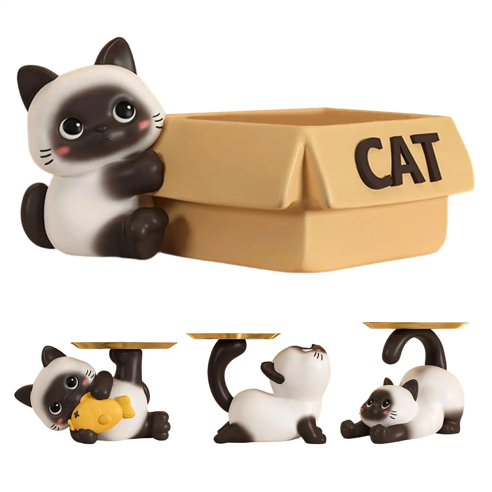 Cat Candy Dish Storage Tray Cat shape Entrance Shoe Cabinet Decoration Creative Cute cat statue decoration Key Holder for home