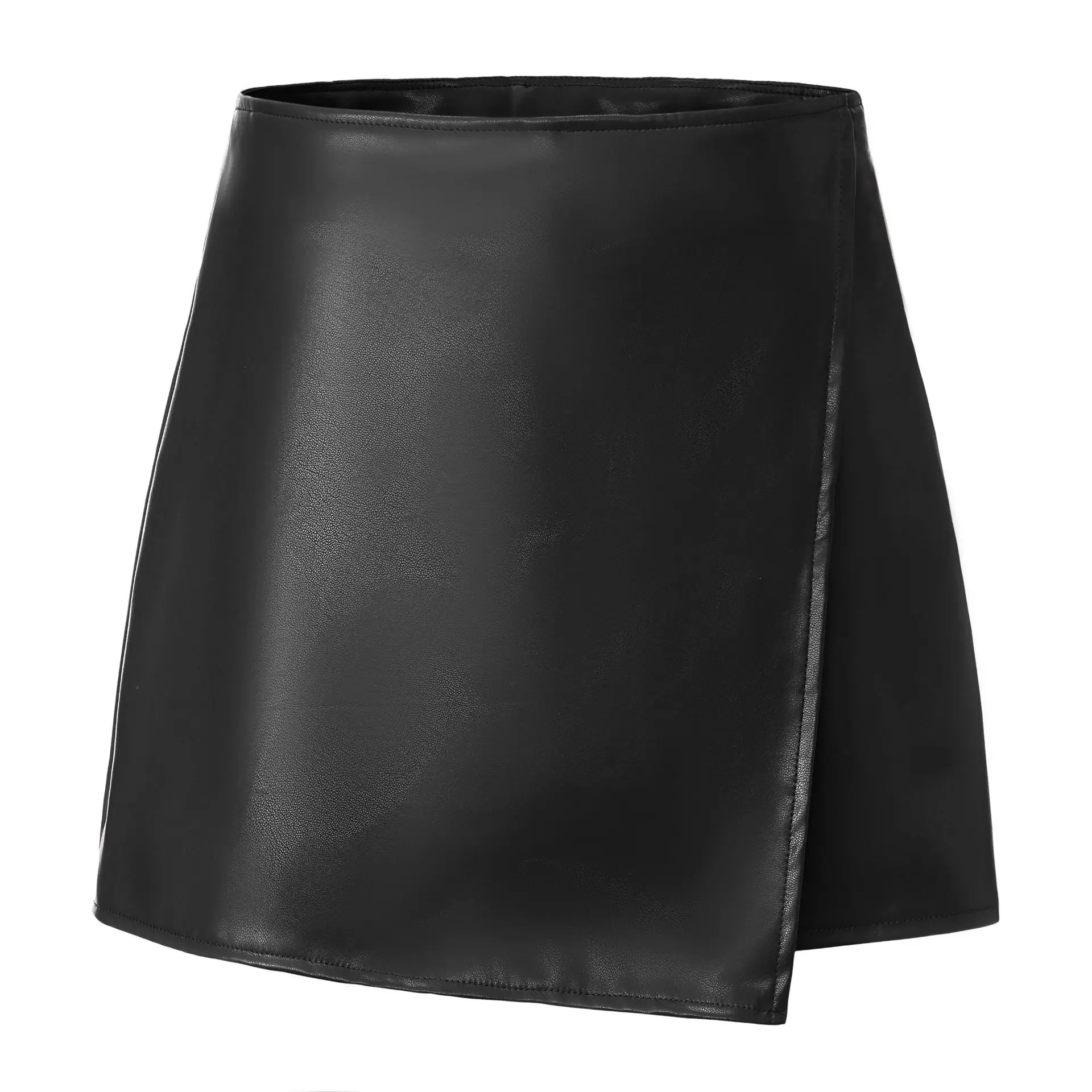 Women's Sexy PU Half-length Skirt Pants High-waist Zipper Bodycon Skirt Pants in Stock European And American Premium юбка шорты
