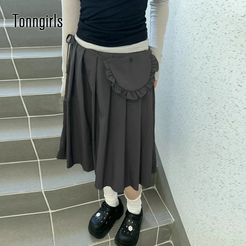 

Tonngirls клетчатая юбка в корейском стиле, женские винтажные юбки с высокой талией Y2k, японские уличные юбки трапециевидной формы 2000-х годов, средние юбки для девочек