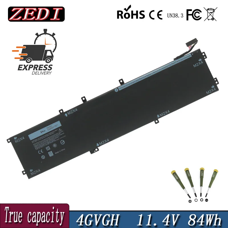 ZEDI New Original 4GVGH Laptop Battery for DELL Precision 5510 XPS 15 9550 series 1P6KD T453X 11.4V 84WH