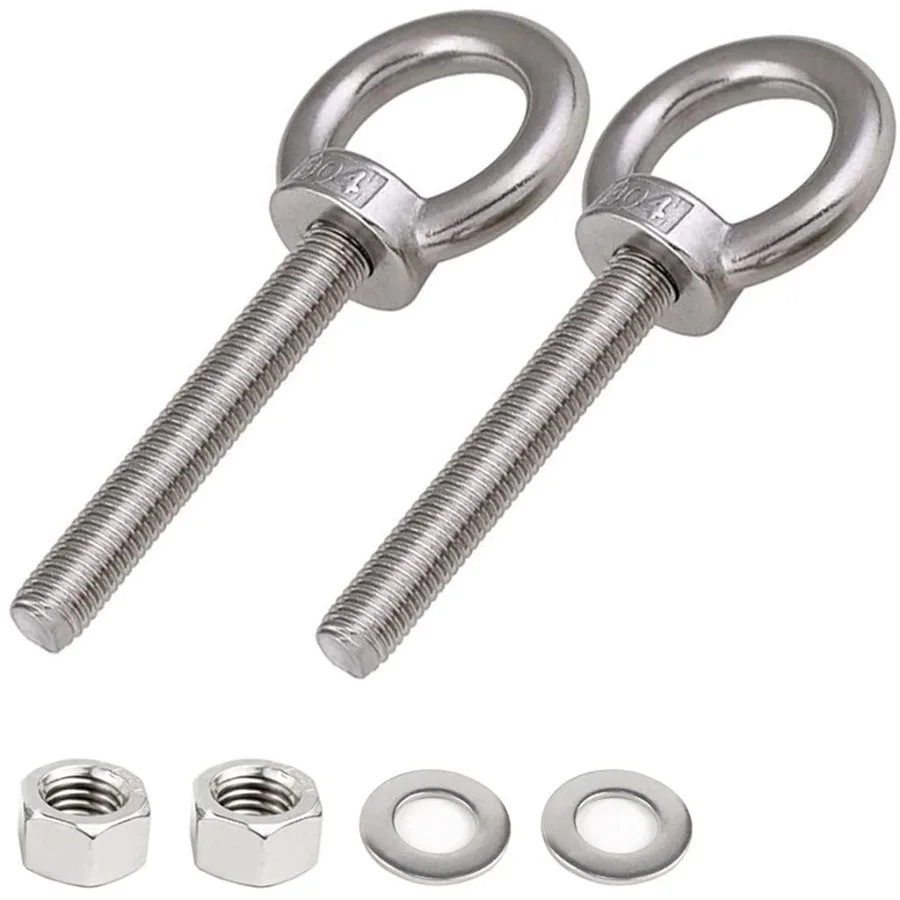 

Stainless Steel Eye Bolt 2pack M10 Shoulder Eye Bolts 3 8" X 2"with Nuts and Washer Thread Lifting Ring Eyebolt