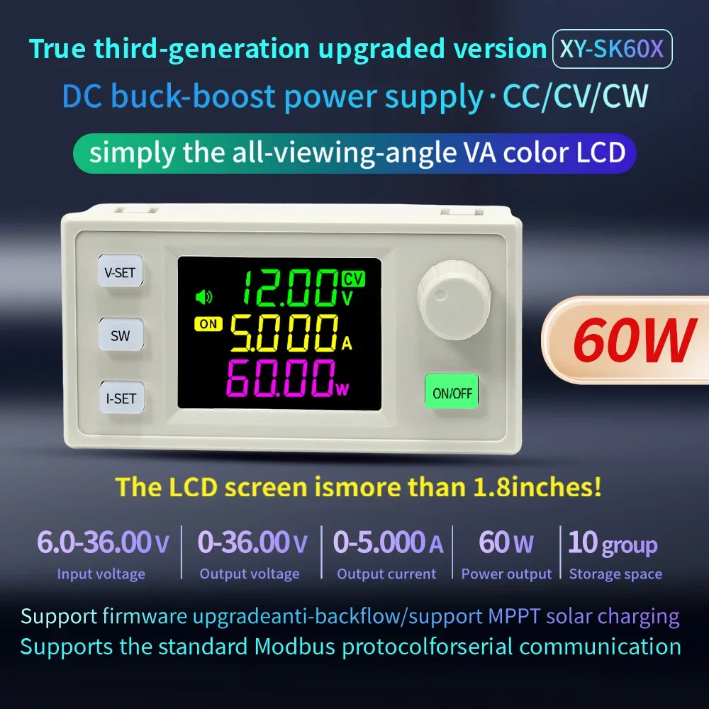 60 W/120 W CNC DC Buck Boost Converter Kleurenscherm Verstelbare Spanning Stroomregelaar Constant Power Step-Down Voeding