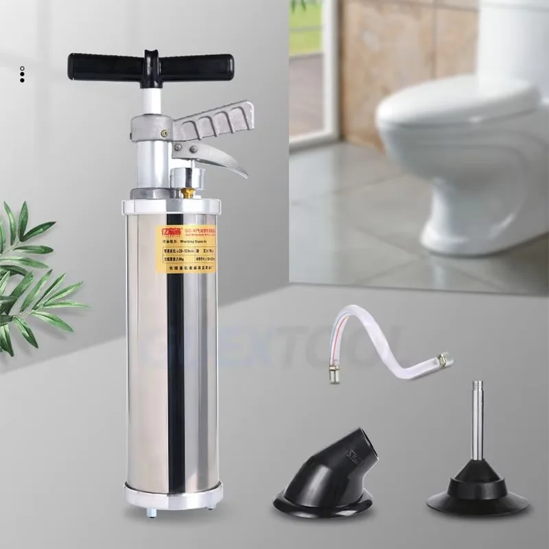 

GQ-4T Пневматический земснаряд для туалетных труб, инструмент для выемки унитаза, канализационная машина, пневматический земснаряд для кухонных труб из нержавеющей стали