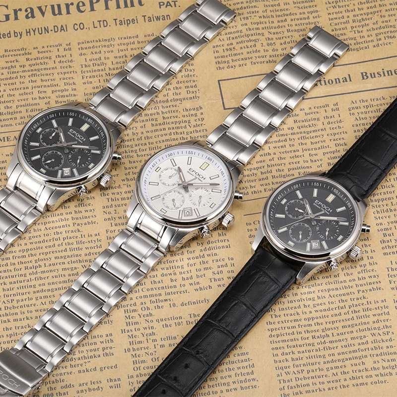 عصر الرجال ساعة كرونوغراف 40 مللي متر الرياضة الساعات كوارتز ساعة اليد مضيئة 100 متر مقاوم للماء الياقوت مرآة تاريخ الثلاثي ويندوز #6