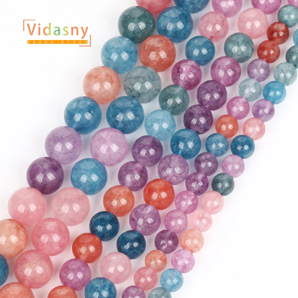 6/8/10 mm Natursteinperlen, bunter Chalcedon für die Schmuckherstellung, runde lose Perlen, DIY-Zubehör, Armband, 15 Zoll – Detail 6
