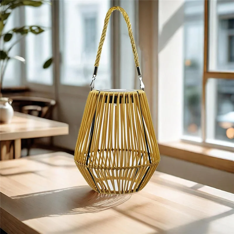 A27F-lanterne solaire extérieure en rotin, lampe de jardin LED en osier étanche pour décoration de Patio dans la cour de jardin