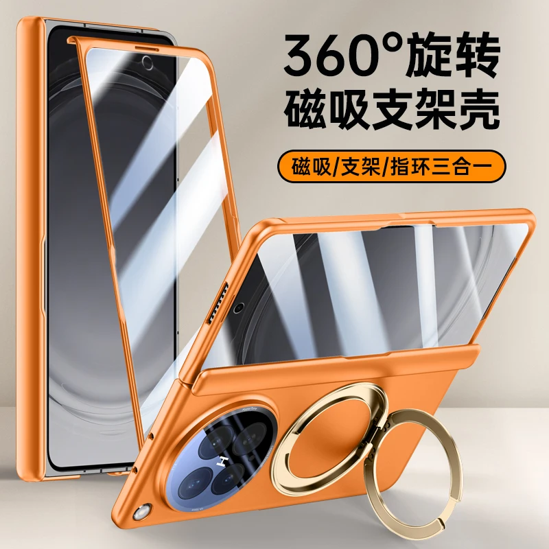 

For Oppo Find N6 Case Skin Friendly Matte Magnetic 360° Rotating Bracket Folding Hinge with Film Lens Protection Hard Cover