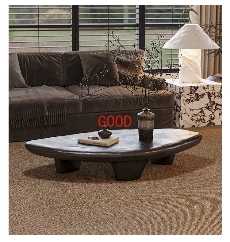 Mid-Ancient Silent Style Pebble Coffee Table Small Apartment Minimalist Living Room Designer Special-Shaped Table