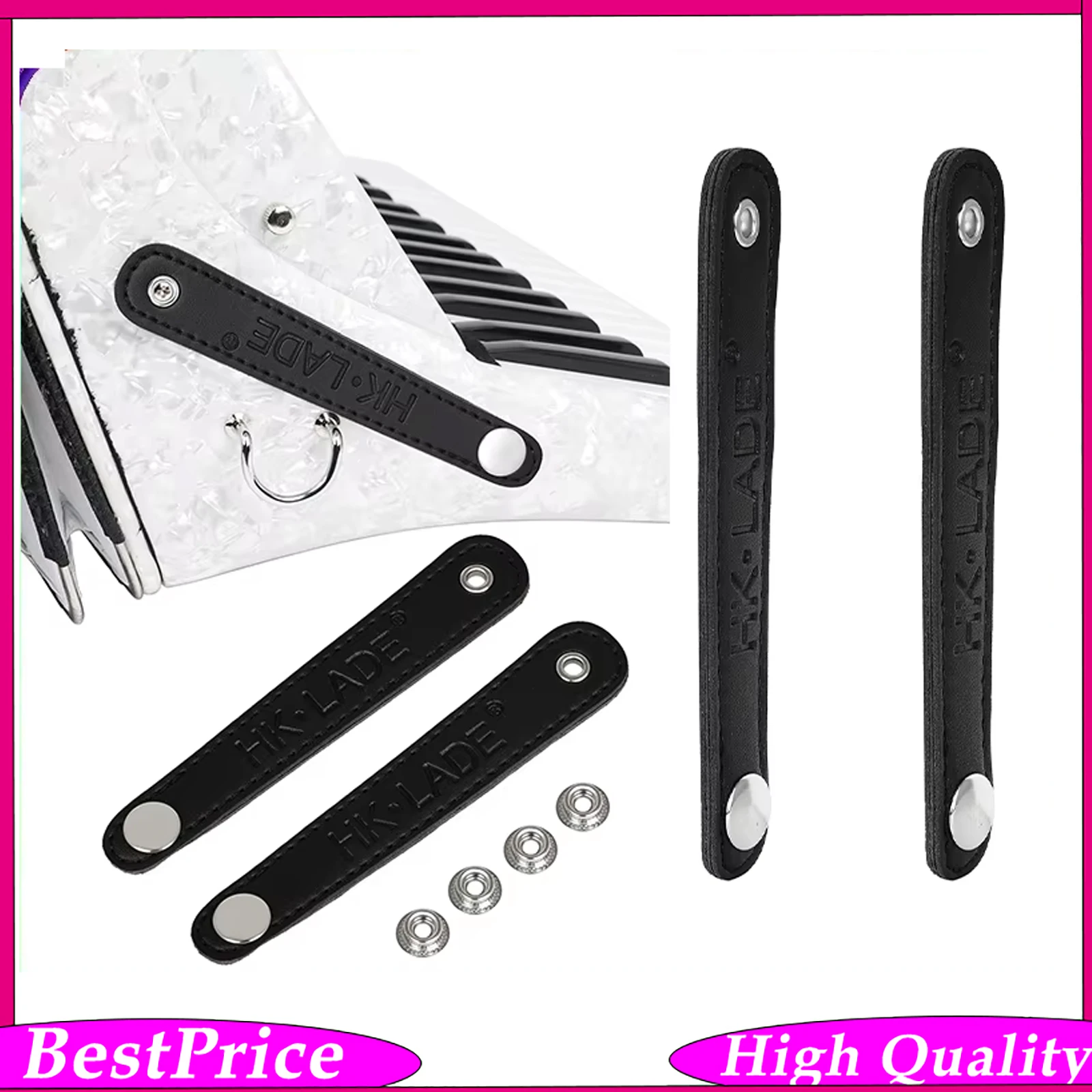 HK.LADE 2Pcs Accordion Bellows Strap Super Wide Thick PU Leather Accordion Bellows Strap Adjustable Bass Accordion Accessories