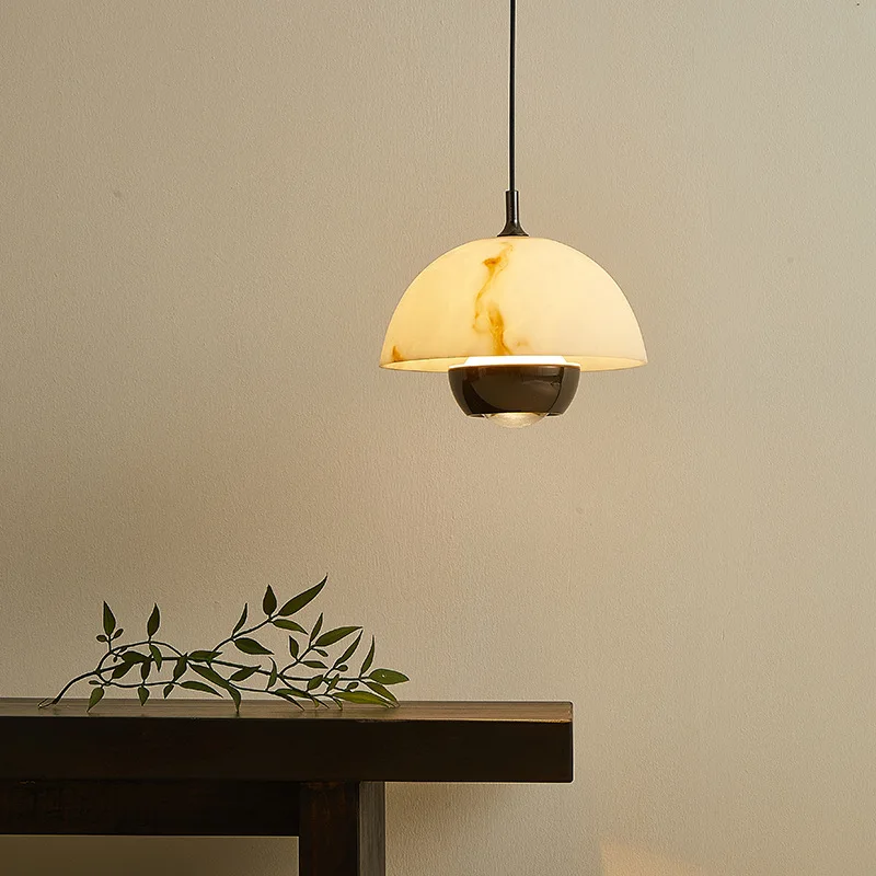 Spanish Retro Imitation Marble Pendant Lights Restaurant Kitchen Island LED Chandeliers Bedroom Hanging Line Lamp Homestay Hotel