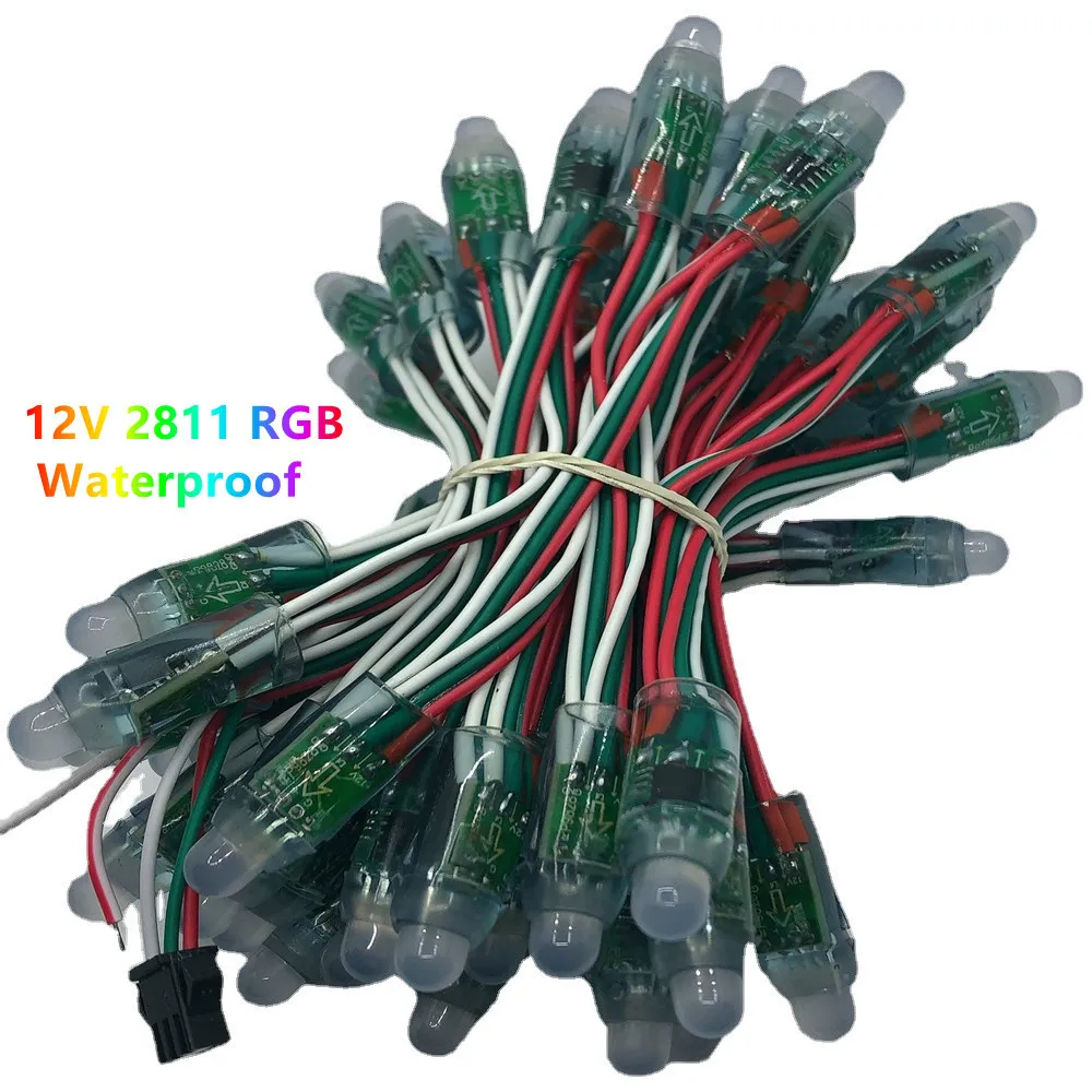 1000 sztuk/paczka DC12V WS2811 2811 IC 12mm RGB modułu Led ciąg wodoodporny cyfrowy kolorowy IP68 oświetlenie pikselowe LED 12v pikseli ciąg