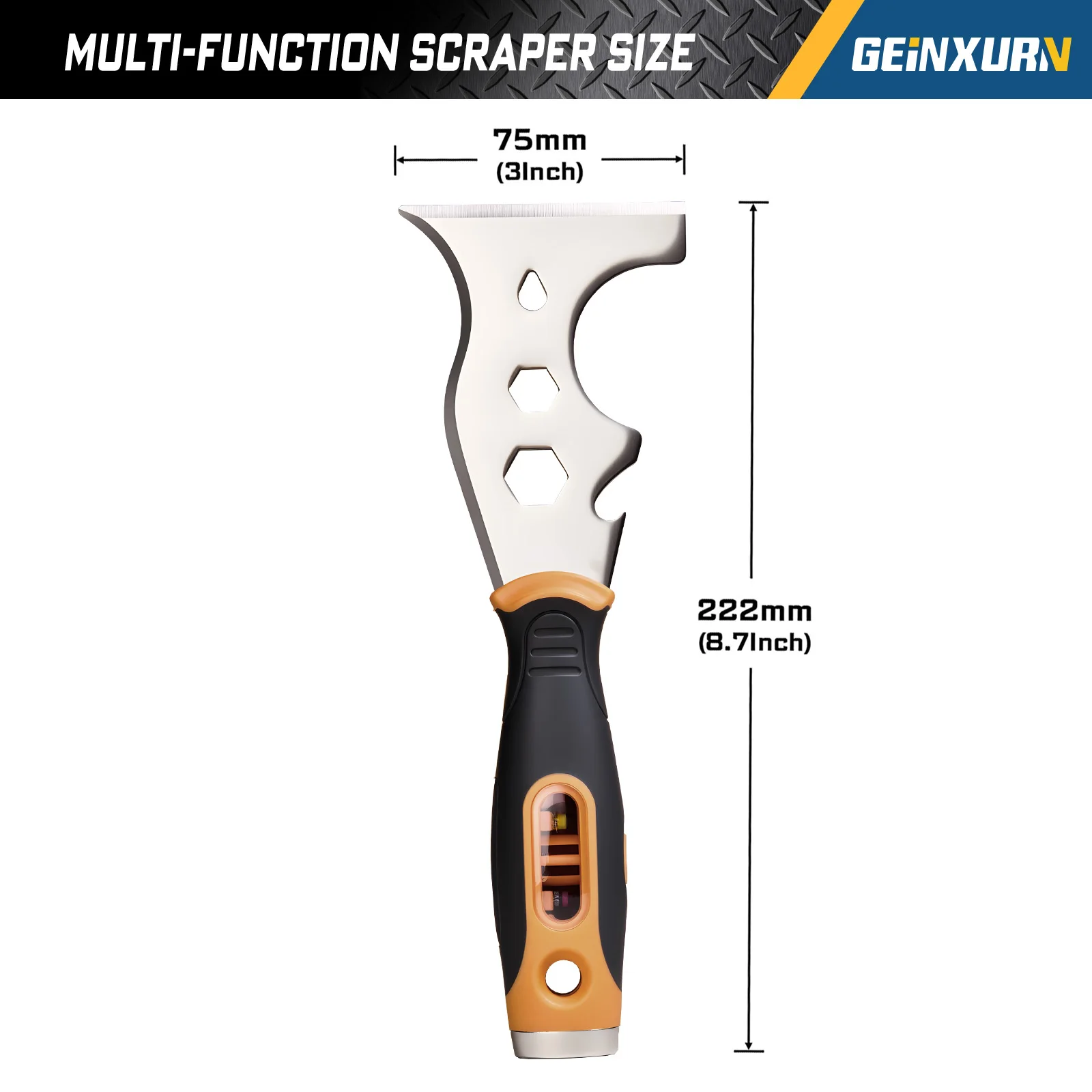 Geinxurn 19-in-1 Multi-Function Scraper,Magnetic S2 Steel Bits and Impact SAE Nut Driver Bits Set for Home Repair & DIY Projects