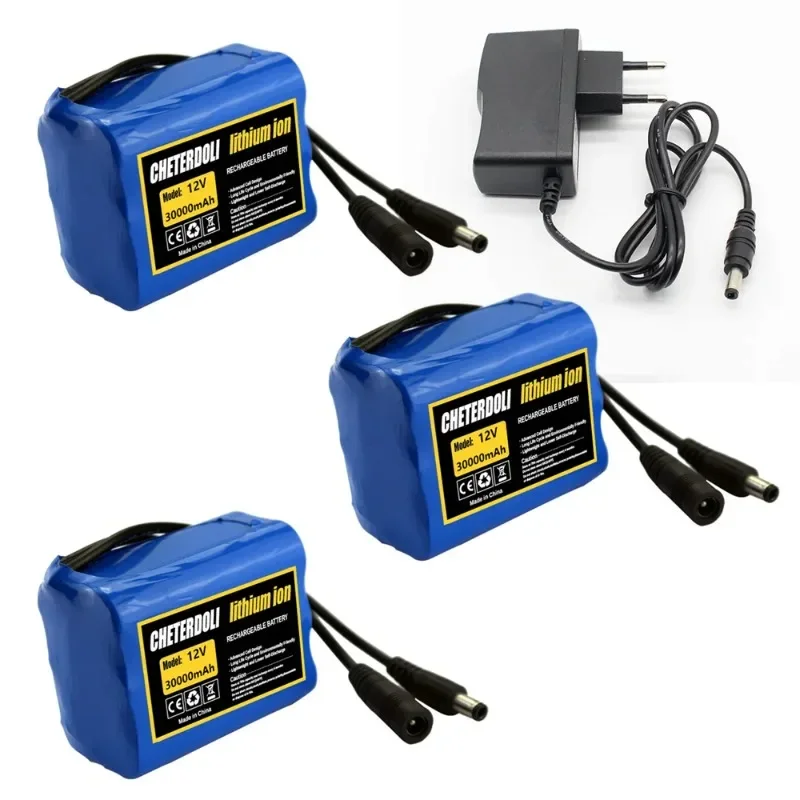 Portable New 3S2P 12V 30000mAh Rechargeable Li-Ion Battery Charger for LED Lamp Light Backup Power