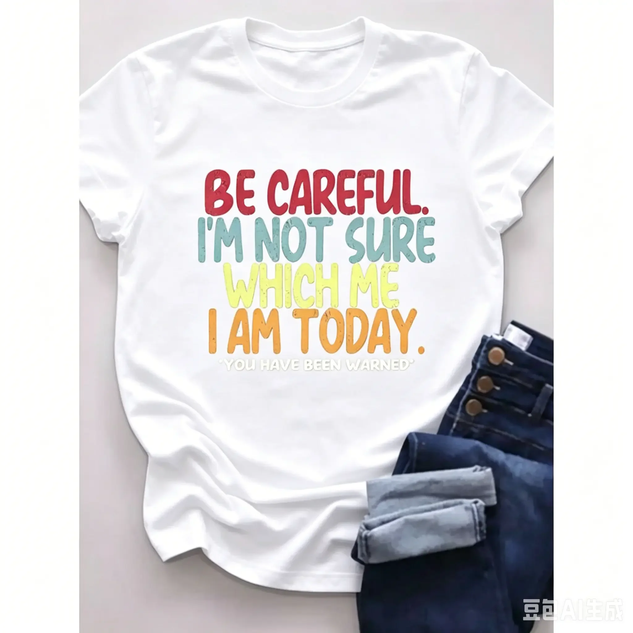 BE CAREFUL. I'M NOT SURE WHICH ME I AM TODAY. YOU HAVE BEEN WARNED Oversized Short Sleeve Alphabet Tee Shirts for Women Summer Casual Plus Size Cute Tops Clothes