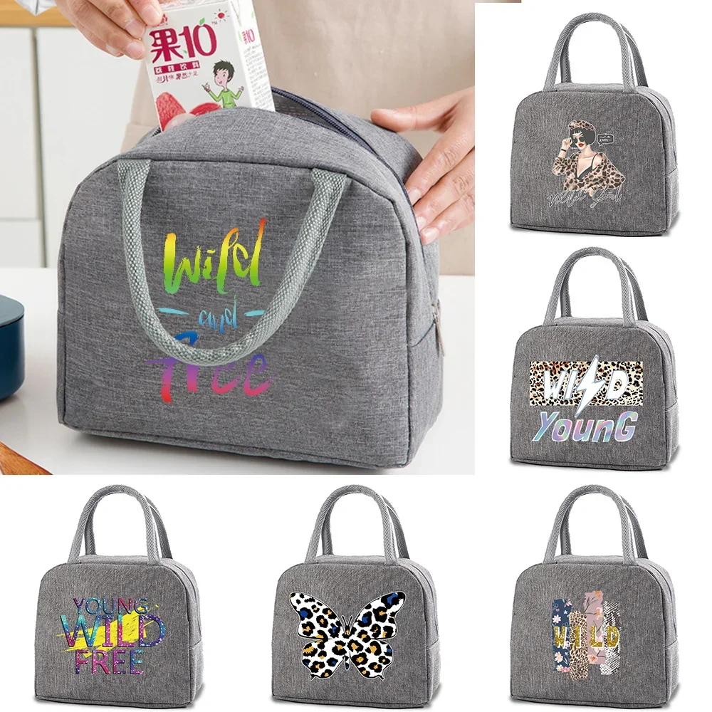 

Lunch Bag Insulated Dinner Bag Fashion Wild Print Thermal Breakfast Box Bags Women Portable Pack Picnic Travel Products Handbags