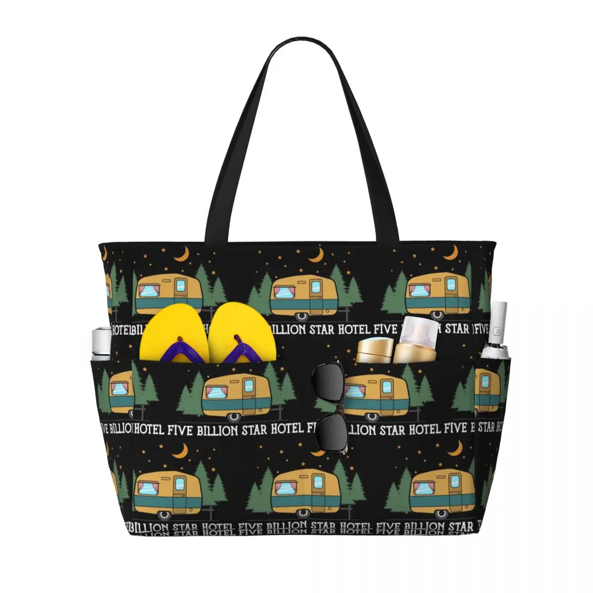 Camping Happy Camper Beach Tote Bag Sport Gym Yoga Duffle Large Tote Bag Women Travel Bag Fitness bag