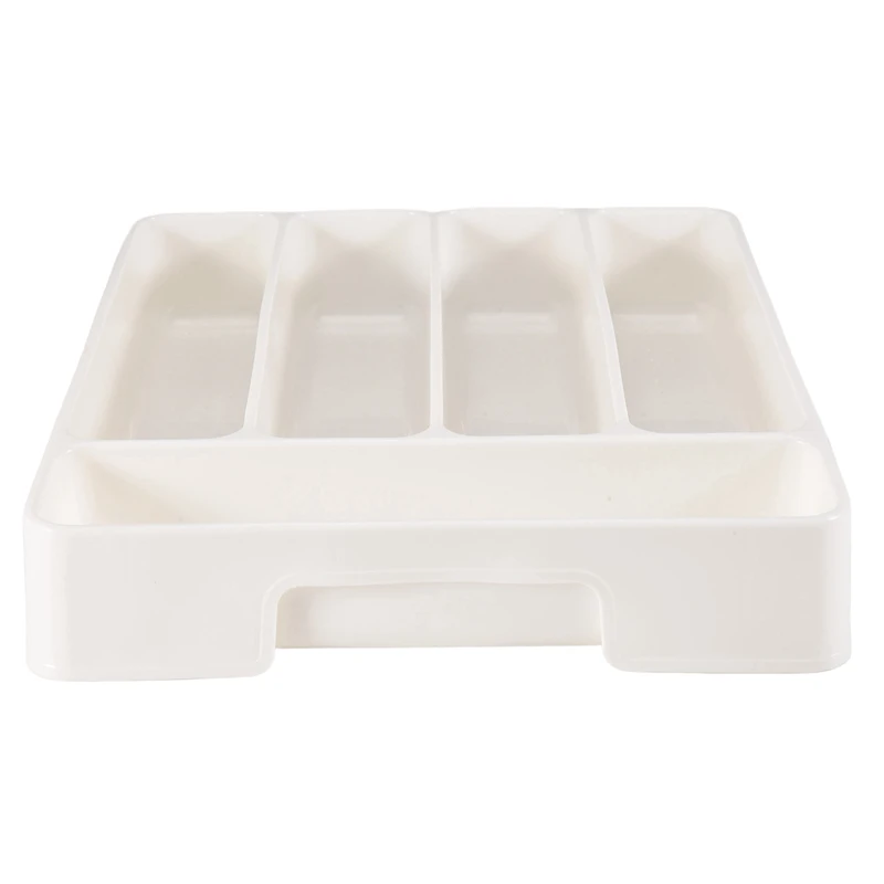 4X New Kitchen Drawer Organizer Tray Spoon Cutlery Separation Finishing Storage Box Cutlery Kitchen Storage White