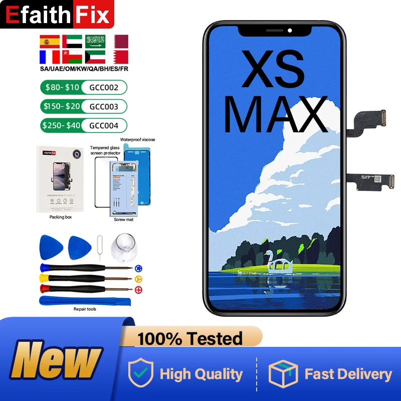 EFAITHFIX For iPhone Xs MAX LCD Screen Replacement 6.5 Inch Assembly Display 3D Touch Screen Digitizer With Repair Tools Kit