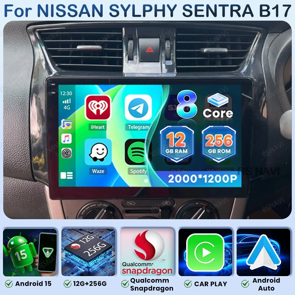 

Android 15 Car Radio For Nissan Sylphy Sentra B17 Stereo Autoradio Multimedia 4G LTE Wireless Carplay Auto GPS BT Viedo Player