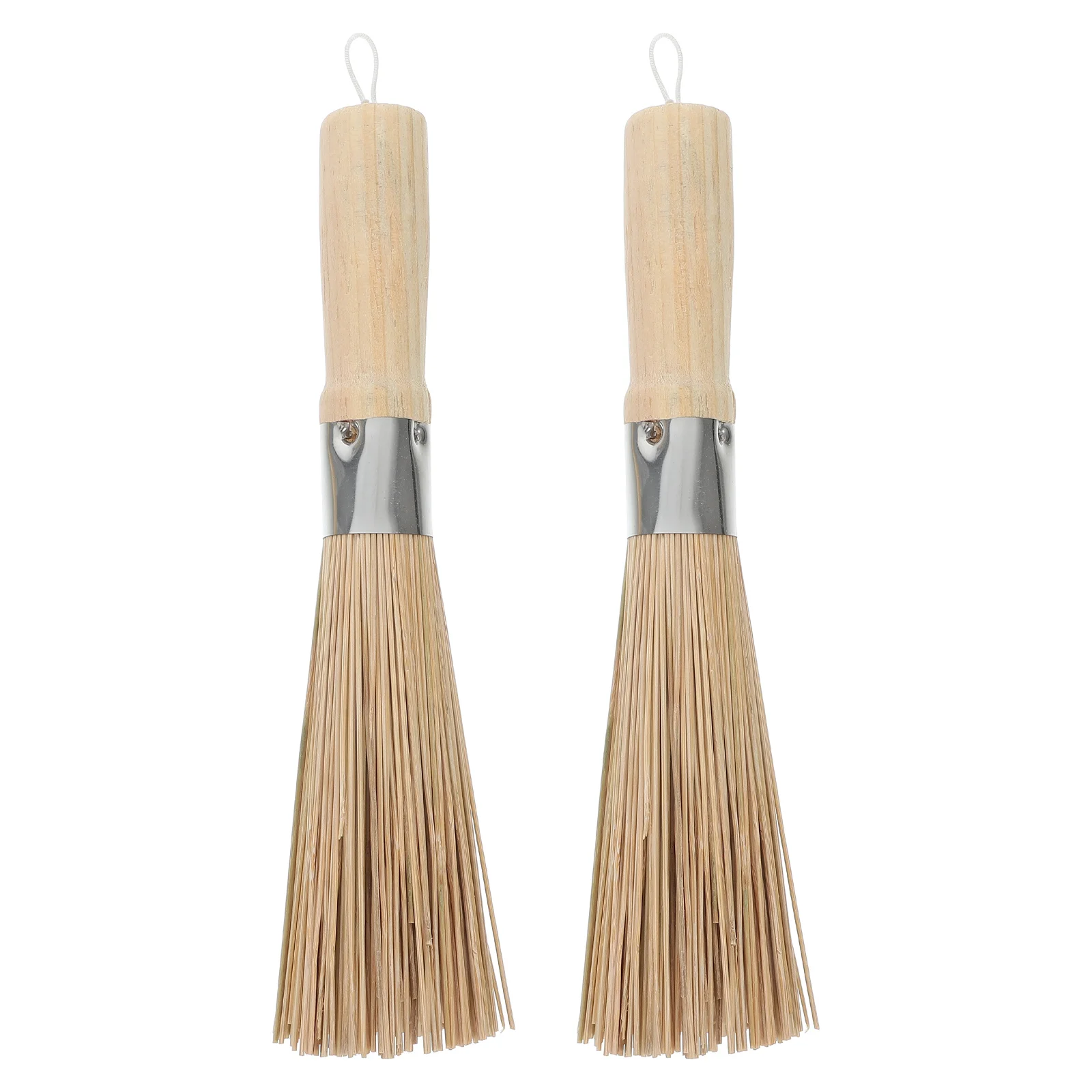 

2pcs Bamboo Pan Long Handle Wok Cleaning Brush Dish Kitchen Tool for Home Restaurant bamboo cleaning brush