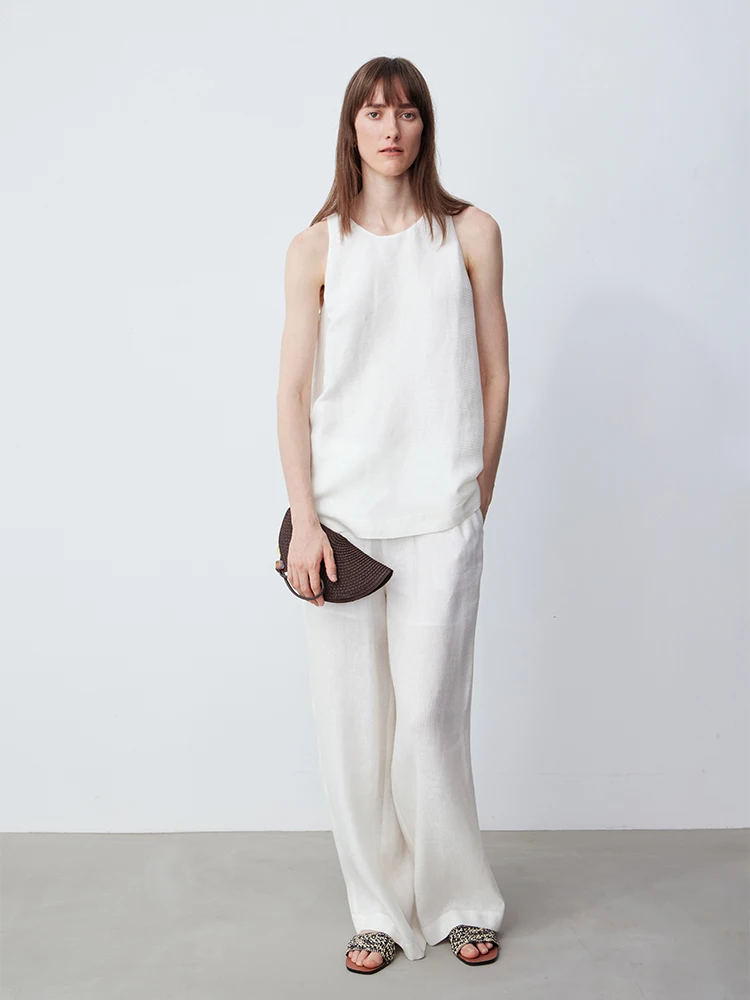 

Летний новый льняной комфортный белый жилет LIAC ROC 25: простой, универсальный, повседневный, свободный крой, модный, для женщин