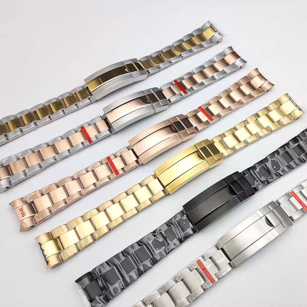 316L Stainless Steel Watch Band 20mm, Solid Micro Adjustable Bracelet with Foldover Clasp, Sub Style Dive Watch Strap, 5 Colors