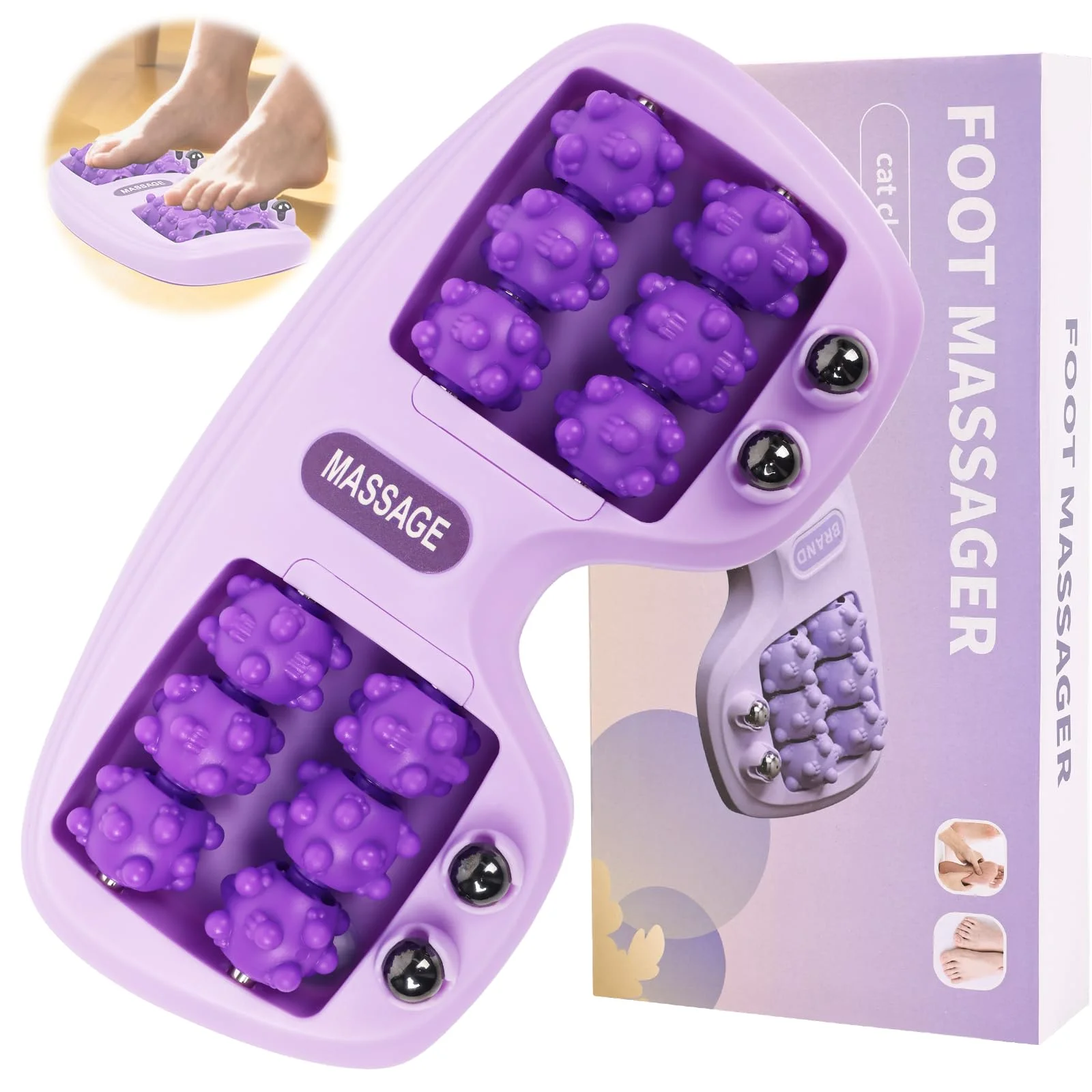 

Double Foot Massage Roller for Plantar Fasciitis, Portable Dual Foot Roller Tool for Home Use