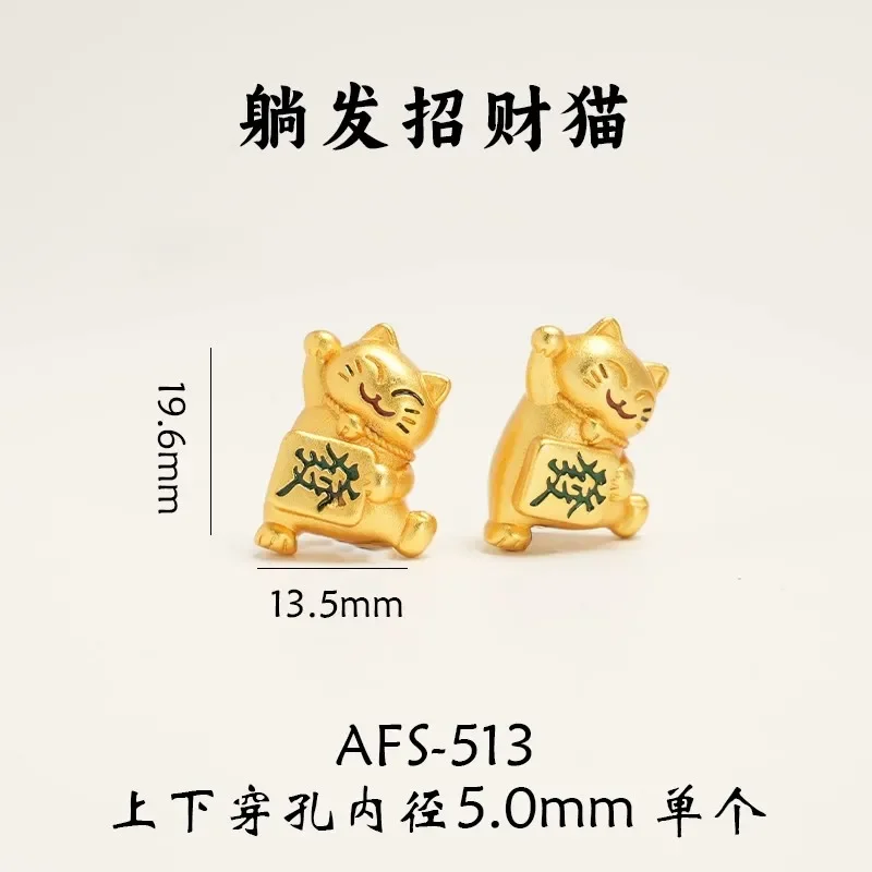 Guochao Lucky Cat Plated 100% Real Gold 24k 999 Pendant Female 18K Inlaid Yellow Diamond Cute Clavicle Chain Gift Pure Jewelry