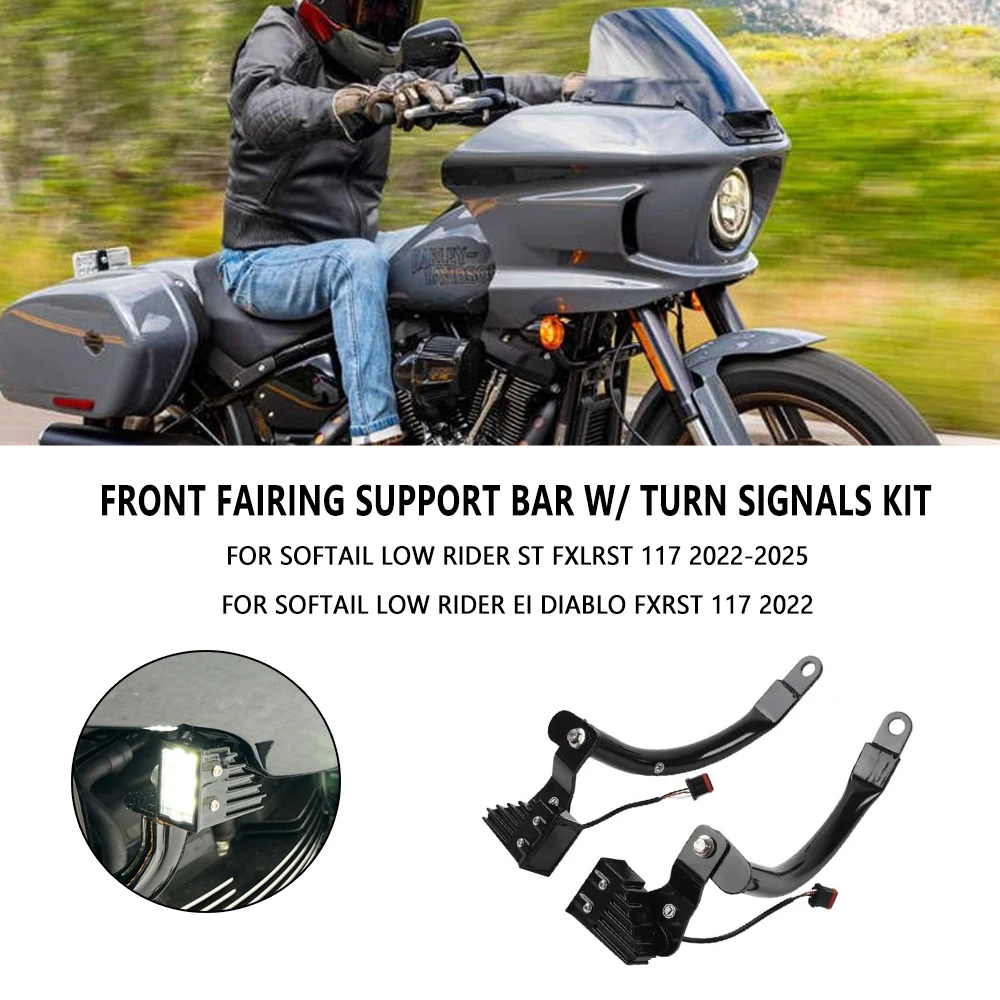 

New Motorcycle Accessories Front Fairing Support Bar W/ Turn Signals Kit For Low Rider EI Diablo FXRST 117 2022-2025 2024