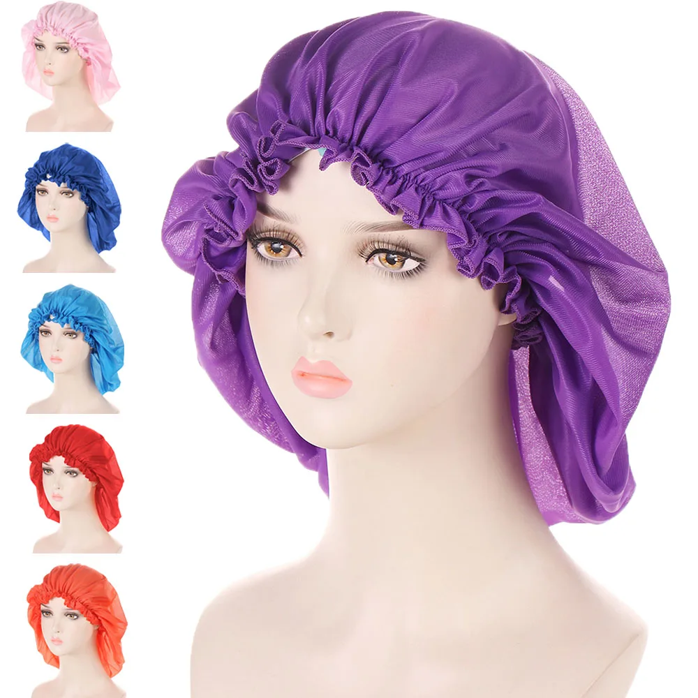 ใหม่ขนาดใหญ่หมวกนอน Night Sleep CAP Hair Care Bonnet ผู้หญิง Headwear Chemo หมวก Turban ผ้าพันคอผ้าพันคอ African Nightcap