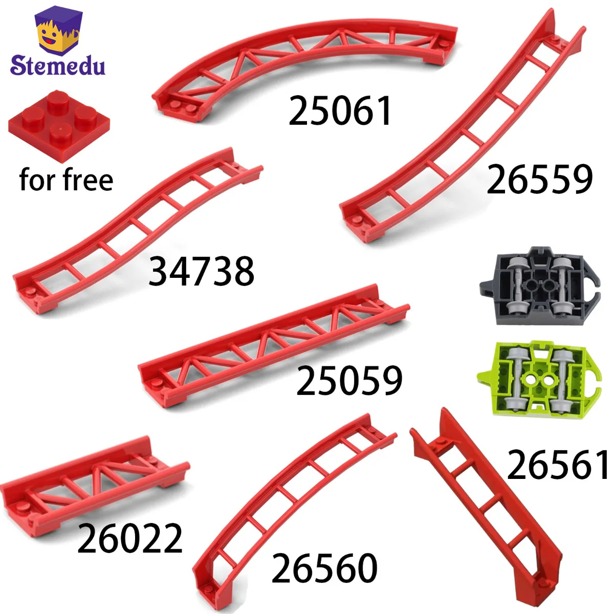 10PCS Track Roller Coaster Railway City Train Technical Part Building Blocks Gift for Kids Compatible Leduo 26022 25059 25061