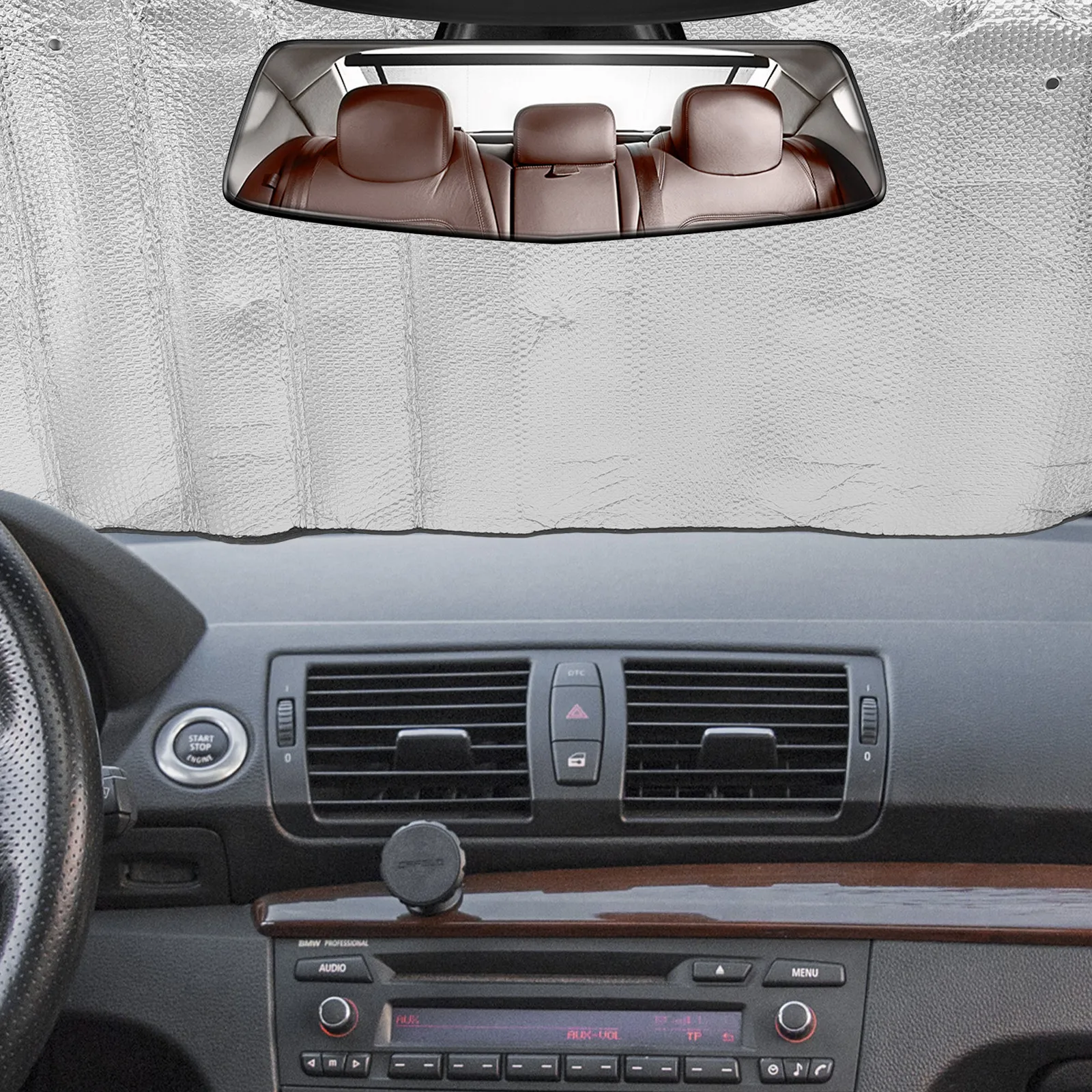 

140x70cm Car Sun Shade for Windshield Foldable Reflective Silver Uv Protection Front Window Shield Cool Interior Driving Comfort