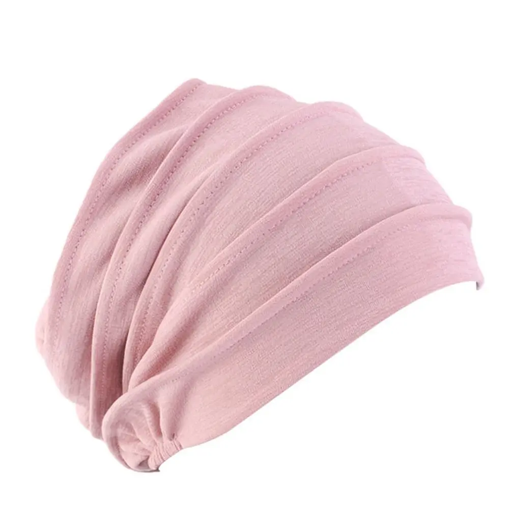 New Head Cap Hat Elastic Cloth Cotton Chemo Cap Women Ruffle Hat Breathe Hat
