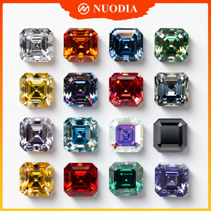 

Top Moissanite Stone With Certificate Asscher Cut White Royal Blue Royal Purple Aquamarine Pink Golden Yellow Champagne Jewely
