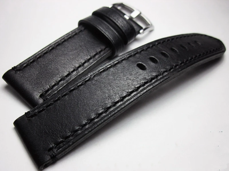 18 19 20 21 22mm Handmade Wrist Band First-Rate Cowhide Leather Watchband Vintage Black Bracelet Men Strap GENUINE LEATHER Belt