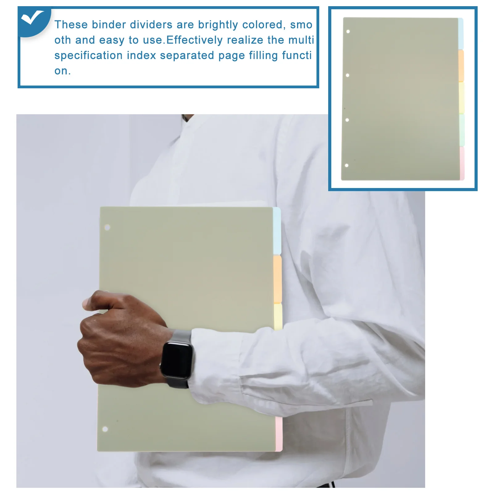 

10Pcs Bright Color Binder Dividers Smooth Index Tabs for Office Notebook Page Label Page Dividers Insert Indexes Binder Tab