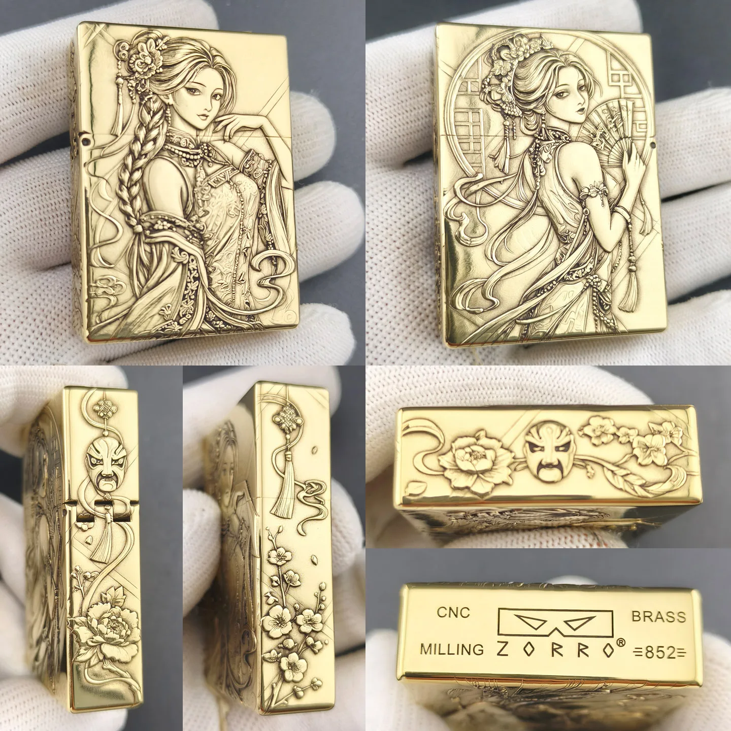 ZORRO Trench Armor Brass Oil Lighter CNC Carved Windproof Lighter 4th Gen Sealed Insert Refillable Durable EDC Vintage Gift Men