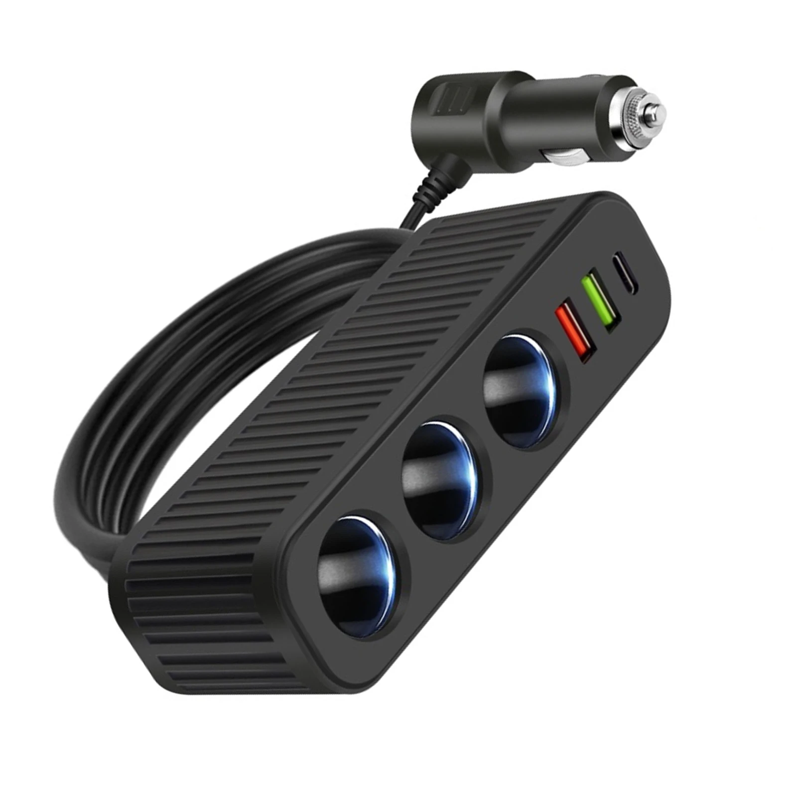 120W 6 in 1 3 USB 3-Socket Car Cigarette Lighter Adapter DC 12V-24V Splitter Fast Charger Power Adapter For Mobile Phone