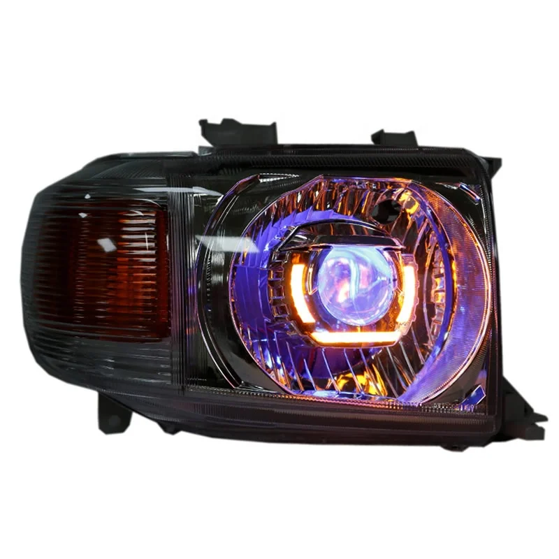 For Toyota Land Cruiser LC 79 FJ79 Headlight Assembly Head Lamp Angel Devil Eye Chrome Or Black Housing