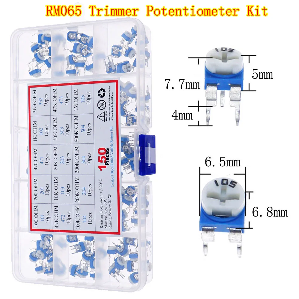 Gemengde Trimmer Potentiometer Kit Variabele Weerstand Doos 100ohm 200ohm 500ohm 1K 2K 5K 10K 20K 50K 100K 200K 500K 1M