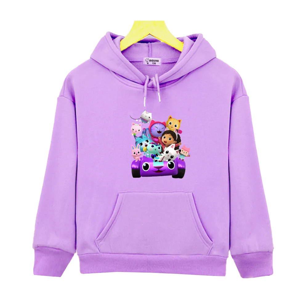 Gabbys Dollhouse Cartoon Hoodies Kids Long Sleeve Autumn/Winter Warm Sweatshirts with Pocket Boys and Girls Children Pullovers