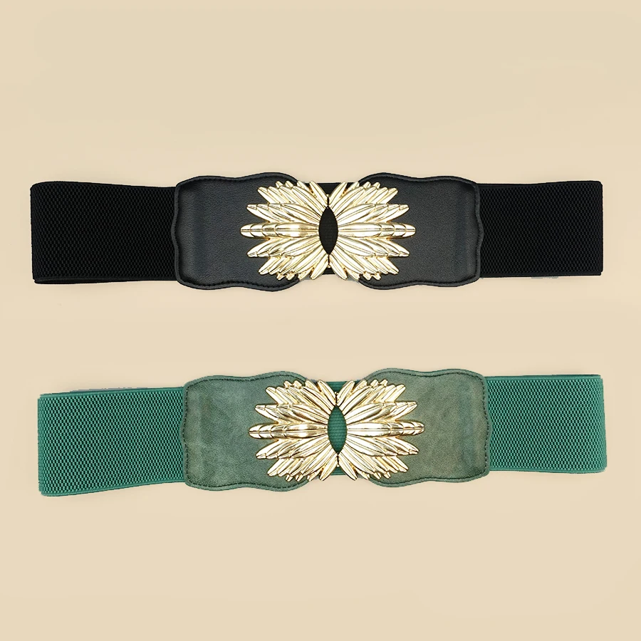 ยืดหยุ่นสูงเข็มขัดผู้หญิงยืดหยุ่น Bohemian Elastic PU เข็มขัดผู้หญิงยืดหยุ่นเข็มขัดเอวกางเกงยีนส์ชุดยืดหยุ่นเข็มขัดกว้าง
