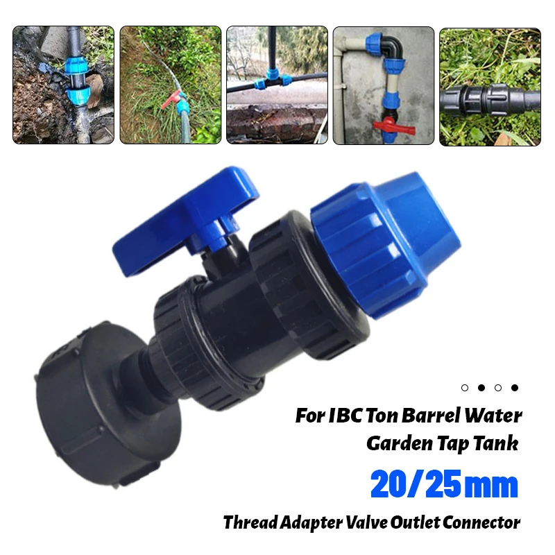 

IBC Ton Barrel Water Tank Connector Valve Thread Filter 20/25mm Plastic Tap Fitting Adapter Aquarium Garden Irrigation Tool