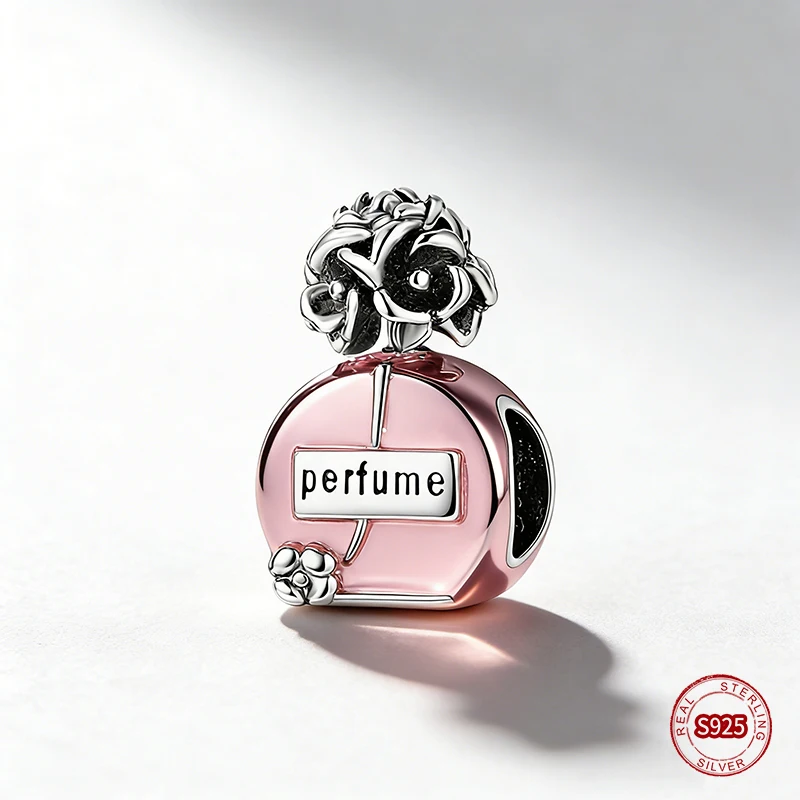 

Ahthen 925 Sterling Silver Beads Camellia Perfume Charm fit Snake Chain Bracelets or Necklaces Women DIY Jewelry Making