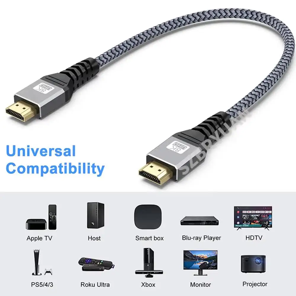 8K HDMI-compatible 2.1 Cable 4K@120Hz 8K@60Hz 48Gbps High Speed Video Audio HDMI Braided Cord For PC Laptop Projector HD TV PS5
