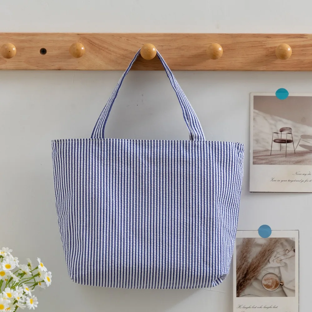 

Fashion Striped Pattern Tote Bag Quilted All-match Shoulder Bag Large Capacity Shopping Bag