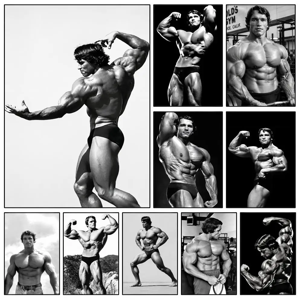 Arnold S-Schwarzenegger Black And White Poster Waterproof HD Modern Peel And Stick Wall Decor Bedroom Living Room Dorm Office