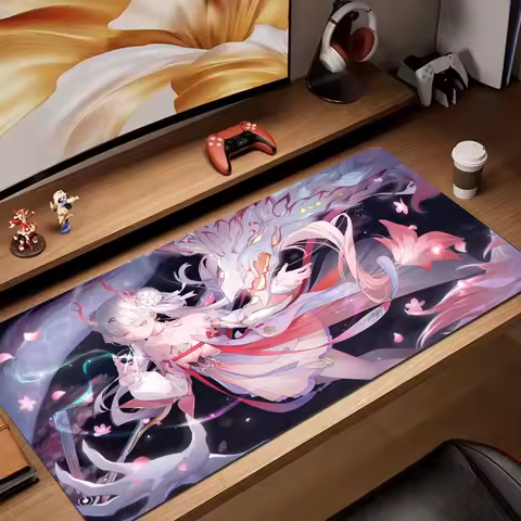 White Dragon and girl anime Mouse Pad rubber anti-slip Desk Mat gamer pc accessories Gaming mat keypad expansion mousepad