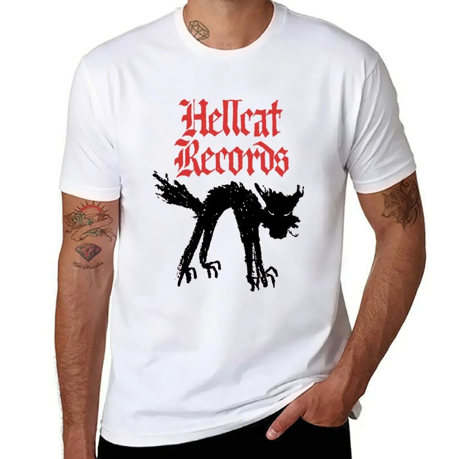 tees heavyweights t shirts men Hellcat Records T-Shirt  t shirts for men New Arrival streetwear style Round Neck 2024